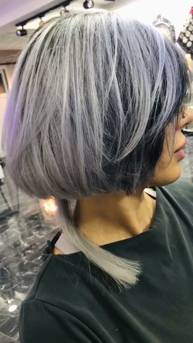 Modern Gri Küt Bob & Stil Kesim